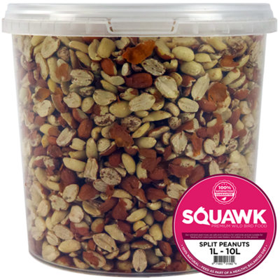 1L SQUAWK Split Peanuts - Wild Bird Premium Grade Garden Birds Fresh Food Mixture