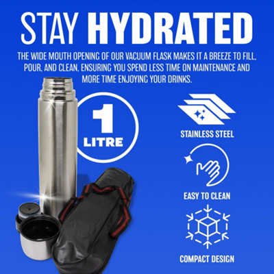 1l Stainless Steel Flask Hot Cold Tea Drink Thermos Vacuum Portable ...