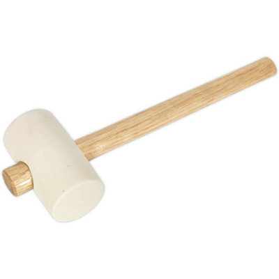 1lb White Rubber Mallet with Wooden Handle for DIY Projects