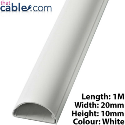 1m 20mm x 10mm White Coaxial Cable Trunking Conduit Cover AV TV Ethernet Wall