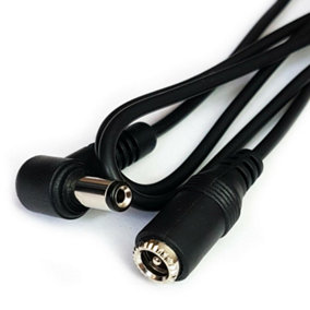 1m - 5.5mm x 2.1mm - Right Angled DC Power Extension Cable Lead Plug to Socket