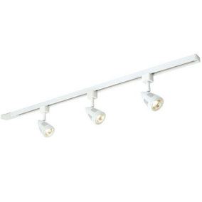 1m Adjustable Ceiling Track Spotlight Kit Gloss White 3x GU10 Downlight Rail