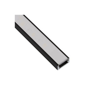 1m Aluminium Profile Surface For LED Lights Strip 5050 3528 Opal Cover - Black Finish - Pack of 5