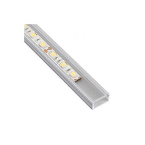 1m Aluminium Profile Surface For LED Lights Strip 5050 3528 Transparent Cover - Aluminium Finish - Pack of 5