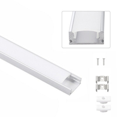 1m Aluminium Profile Surface For LED Lights Strip Channel with Opal Cover - Aluminium Finish