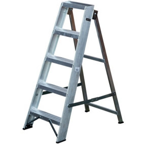 1m Aluminium Swingback Step Ladders 5 Tread Professional Lightweight Steps