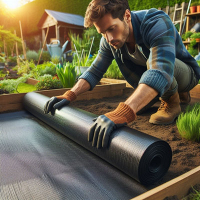 1m by 25m Dihl Weed Membrane Roll Black Polypropylene Weed Membrane - 4
