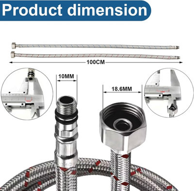 Tubo Flessibile Per Lavello Cucina 1/2 Pollice BSP 300 Mm – Connettore Acciaio Inox 304