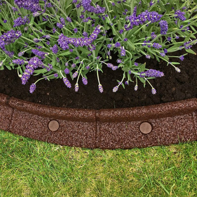 1m FlexiBorder Garden Edging in Brown H8cm Pack of 10