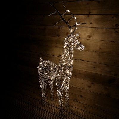 1m Grey Outdoor Standing LED Wicker Reindeer Christmas Decoration in Warm White Price Comparisons | Compare The Build