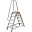 1m Heavy Duty Double Sided Fixed Step Ladders Safety Handrail & Wide Platform