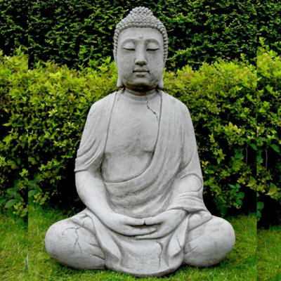 1m High Large Meditating Stone Cast Buddha Statue