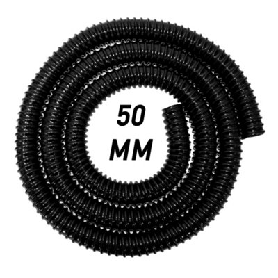 1m length of 50mm (2") corrugated flexible pond hose with matching hose clamps for use with pumps - 3