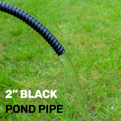 1m length of 50mm (2") corrugated flexible pond hose with matching hose clamps for use with pumps - 5