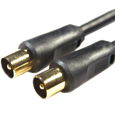 1m Male to Plug Aerial Cable Gold & Shielded Coaxial Coax Lead TV Freeview Box