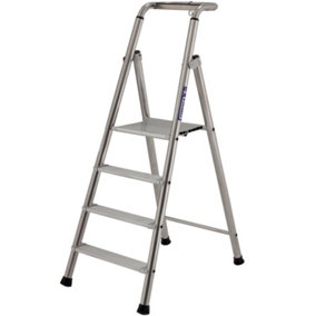 1m MAX STABILITY Platform Step Ladders 4 Tread Anti Slip Aluminium DIY Steps