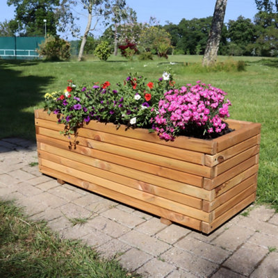 1m Pine Raised Wooden Trough Planter - 3