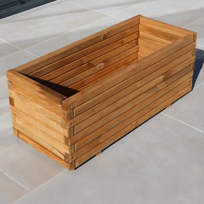 1m Pine Raised Wooden Trough Planter - 4