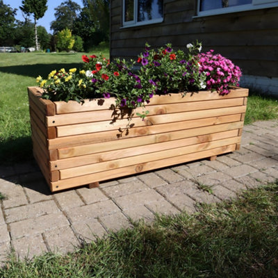 1m Pine Raised Wooden Trough Planter - 5