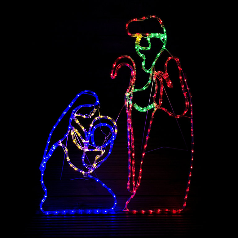 1m Premier Nativity Scene Multicoloured LED Rope Light Silhouette ...
