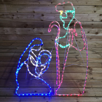 1m Premier Nativity Scene Multicoloured LED Rope Light Silhouette ...