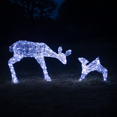 1M Soft Acrylic Light Up Christmas Reindeer Mother & Baby with 250 White or Warm White LEDs - 4