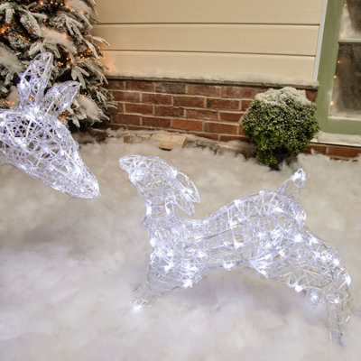 1M Soft Acrylic Light Up Christmas Reindeer Mother & Baby with 250 White or Warm White LEDs - 6