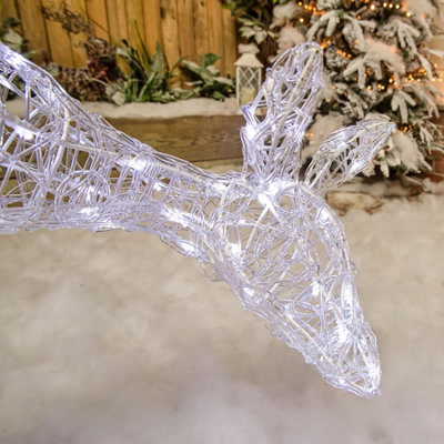 1M Soft Acrylic Light Up Christmas Reindeer Mother & Baby with 250 White or Warm White LEDs - 7