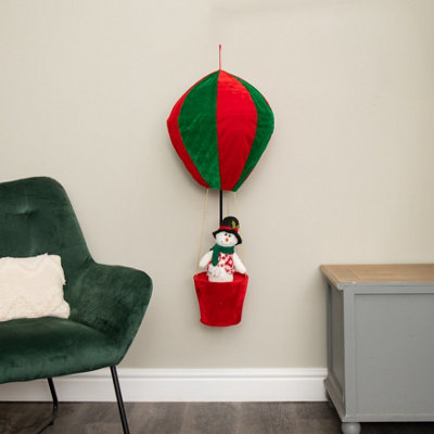 1m Tall Plush Snowman Christmas Hot Air Balloon with Extension
