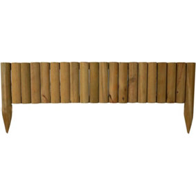 1M Wooden Log Roll Border Fixed Picket Border Fence