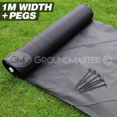 1m x 100m Non Woven Garden Boarder Weed Control Fabric + 100 Pegs