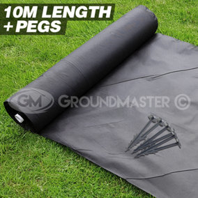 1m x 10m Non Woven Garden Boarder Weed Control Fabric + 10 Pegs