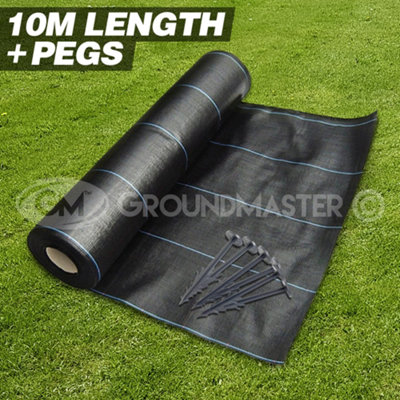 1m x 10m Weed Suppressant Garden Ground Control Fabric + 10 Pegs