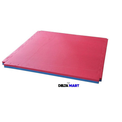 1m x 1m x 20mm Versatile Interlocking Red and Blue Mat for Gym, Martial ...