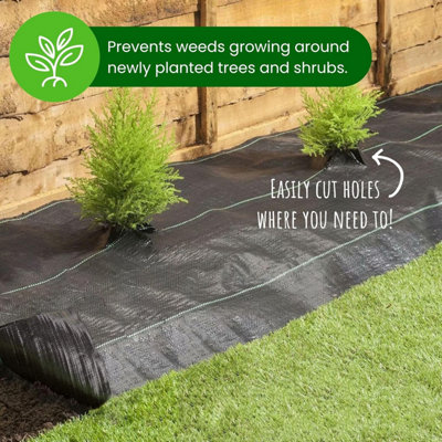 1m x 2m Heavy Duty Weed Control Membrane - 100gsm Weed Suppressant for Garden - 3
