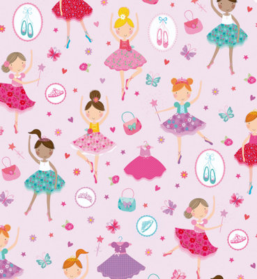 1m x 45cm Pink Girls Ballerina Childrens Vinyl DCFIx Sticky Back Plastic Fablon
