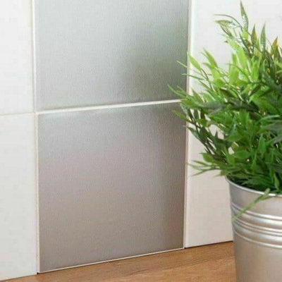 1m x 45cm Silver Brushed Steel Metallic Self Adhesive Sticky Back ...