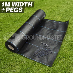 1m x 50m Weed Suppressant Garden Ground Control Fabric + 50 Pegs
