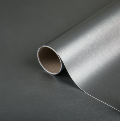 1m x 67.5cm Brushed Steel Metal Self Adhesive Sticky Back Plastic Vinyl DCFIx Film