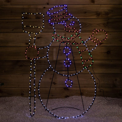 1m x 78cm Light up Standing Christmas Snowman with 390 Multi Coloured LEDs