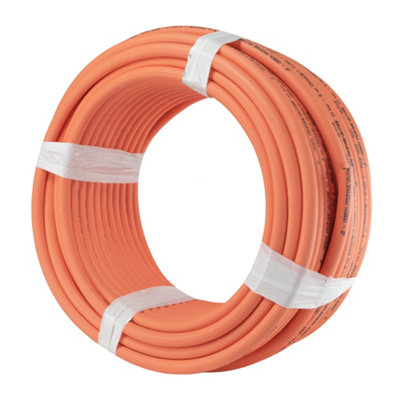 1m x  8mm Orange Gas Pipe for Propane + 2 Clips - Stamped with Manufacture Date 2024