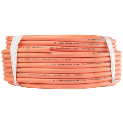 1m x  8mm Orange Gas Pipe for Propane + 2 Clips - Stamped with Manufacture Date 2024 - 3