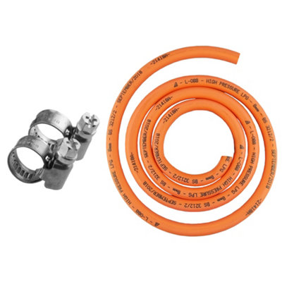 1m x  8mm Orange Gas Pipe for Propane + 2 Clips - Stamped with Manufacture Date 2024 - 5