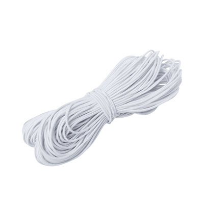 1mm Elastic Cord, Thread Beading String Round Cord Stretchy Elastic, White - 25 Metres