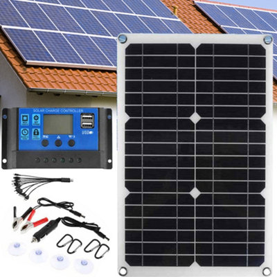 1pc 1000W Solar Panel Kit Controller 12V Battery Charger Dual USB ...