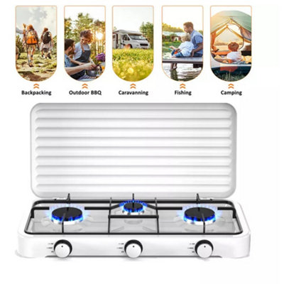 1pc Portable Gas Stove 3 Burner Desktop Cooker Cooktop LPG Outdoor ...