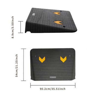 1Pc Rubber Kerb Ramp Yellow Arrow Signs Alert H 8.9cm