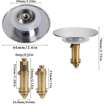 1pcs Basin Pop Up Drain Plug Universal Brass Spring Bolt Sink Stopper ...