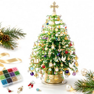1Pcs Beaded Christmas Tree Kit, Crystal Holiday Craft Set ,Warm Glow ...