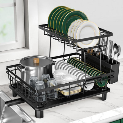 1pcs Large Dish Drying Rack 2,Tier Stainless Steel Dish Racks Kitchen ...
